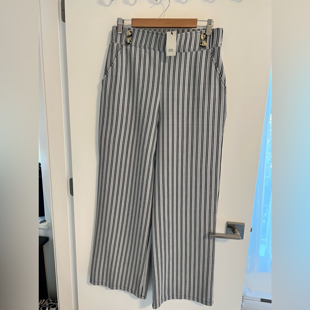 River Island Pinstripe Pant in Black & White